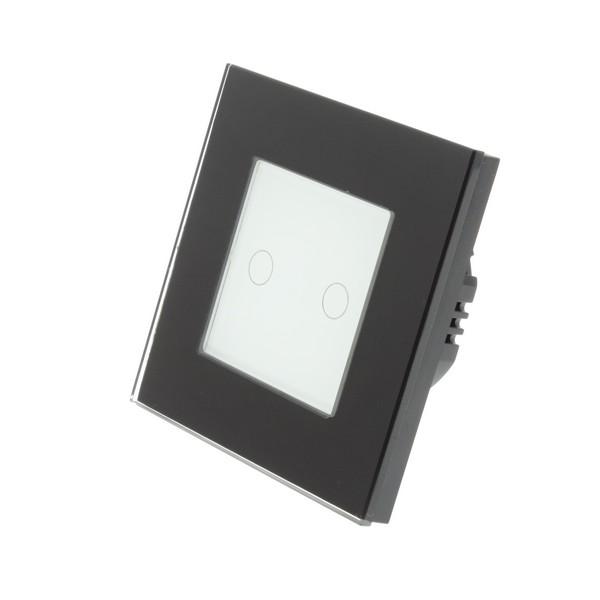 I LumoS Luxury Black Glass Frame & White Insert LED WIFI RF On/Off Touch Light Switches