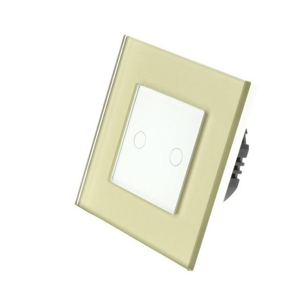 I LumoS Luxury Gold Glass Frame & White Insert LED Remote On/Off Touch Light Switches