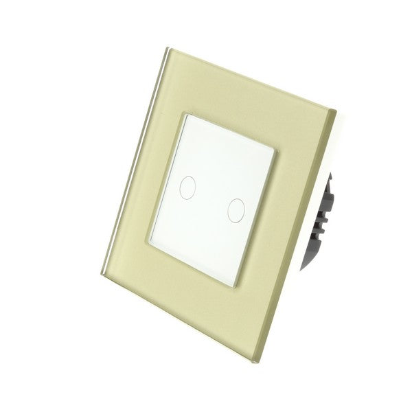 I LumoS Luxury Gold Glass Frame & White Insert LED On/Off Touch Light Switches