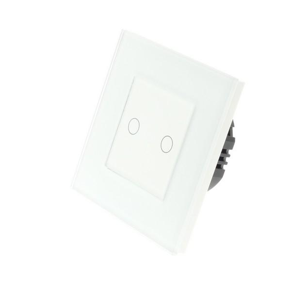 I LumoS Luxury White Glass Frame & White Insert LED WIFI RF Dimmer Touch Light Switches