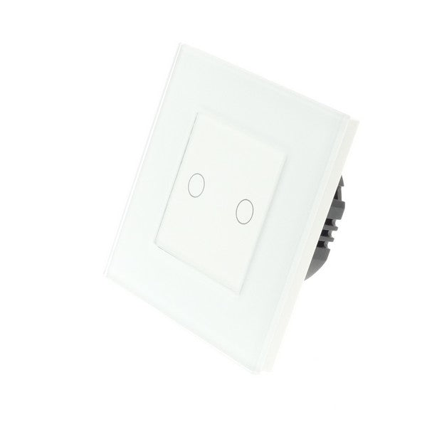 I LumoS Luxury White Glass Frame & White Insert LED On/Off Touch Light Switches