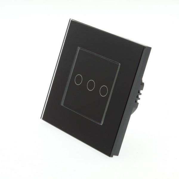 I LumoS Luxury Black Glass Frame & Black Insert LED WIFI RF On/Off Touch Light Switches