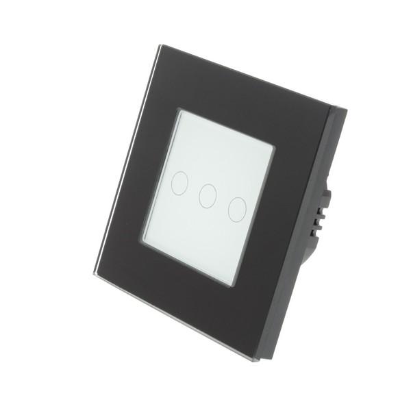 I LumoS Luxury Black Glass Frame & White Insert LED WIFI RF Dimmer Touch Light Switches