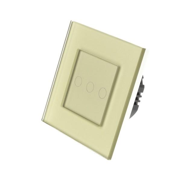 I LumoS Luxury Gold Glass Frame & Gold Insert LED WIFI RF Dimmer Touch Light Switches