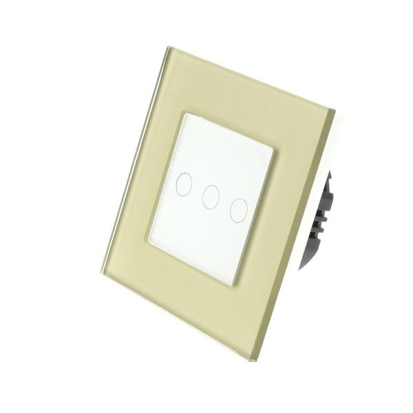 I LumoS Luxury Gold Glass Frame & White Insert LED Remote On/Off Touch Light Switches