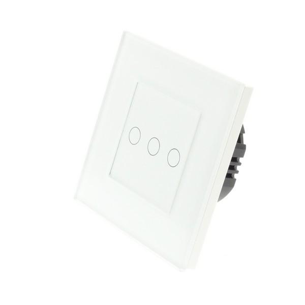 I LumoS Luxury White Glass Frame & White Insert LED WIFI RF On/Off Touch Light Switches