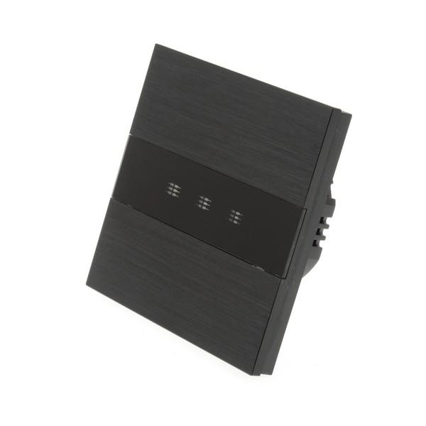 I LumoS PRO Black Brushed Aluminium Panel LED Smart Wi-Fi On/Off Touch Light Switches