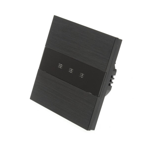 I LumoS Luxury Black Brushed Aluminium Panel LED On/Off Touch Light Switches