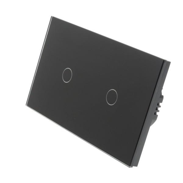 I LumoS Luxury Black Glass Panel LED Remote Dimmer Touch Light Switches