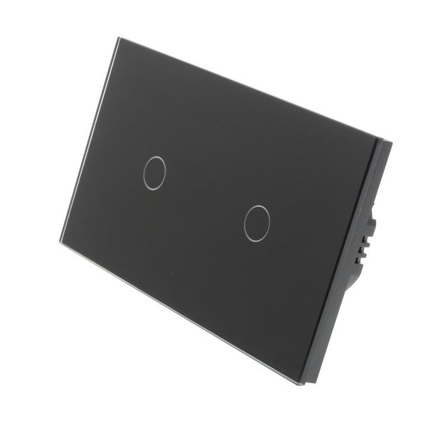 I LumoS Luxury Black Glass Double Panel Touch Remote Dimmer & Remote On/off Combination LED Light Switches