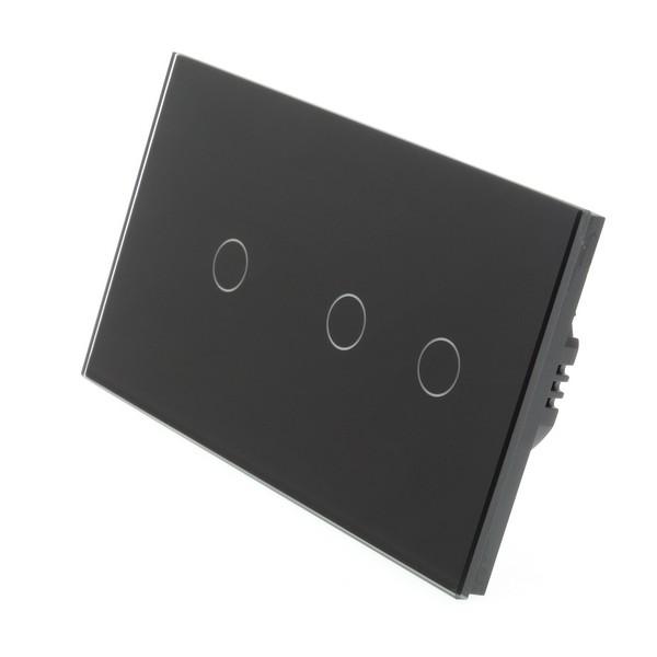 I LumoS Luxury Black Glass Panel LED Dimmer Touch Light Switches