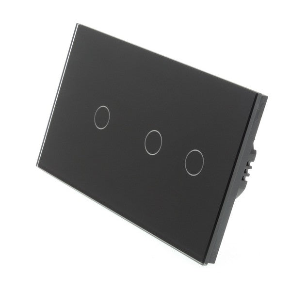 I LumoS Luxury Black Glass Panel LED On/Off Touch Light Switches