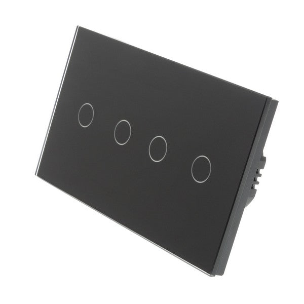 I LumoS Luxury Black Glass Double Panel Touch Dimmer & On/off Combination LED Light Switches