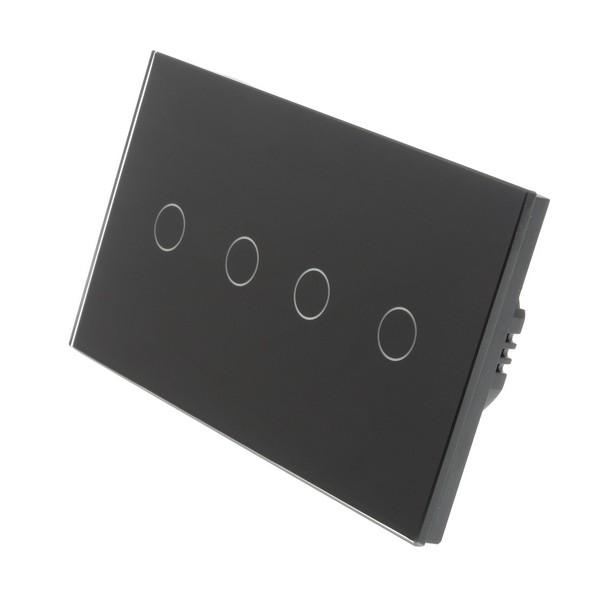 I LumoS Luxury Black Glass Panel LED Dimmer Touch Light Switches