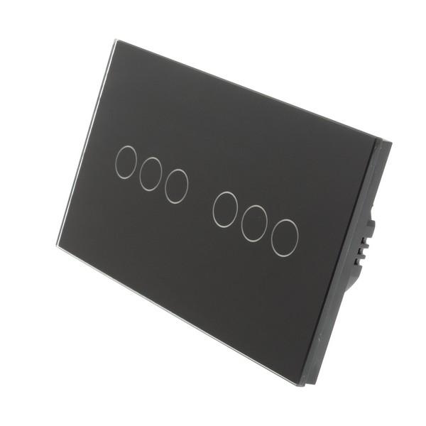 I LumoS Luxury Black Glass Panel LED Dimmer Touch Light Switches