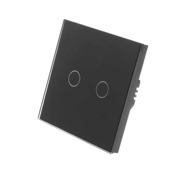 I LumoS Luxury Black Glass Panel LED Dimmer Touch Light Switches