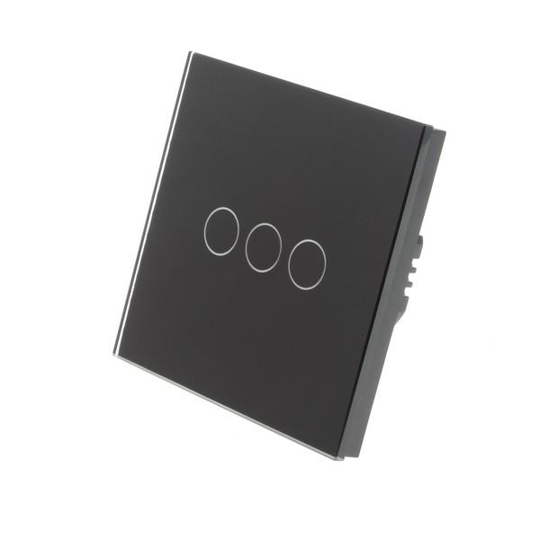 I LumoS Luxury Black Glass Panel LED Dimmer Touch Light Switches