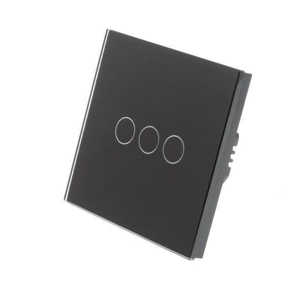 I LumoS Luxury Black Glass Panel LED On/Off Touch Light Switches