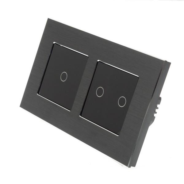 I LumoS Luxury Black Brushed Aluminium Frame & Black Insert LED WIFI RF On/Off Touch Light Switches