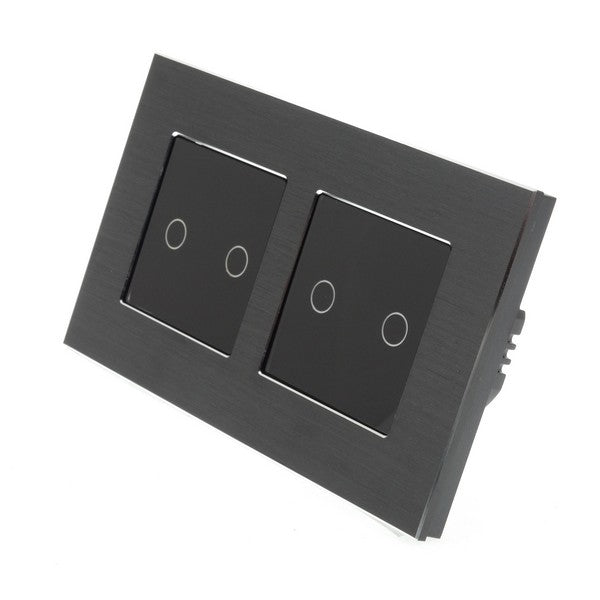 I LumoS Luxury Black Aluminium Double Frame Touch Dimmer & On/off Combination LED Light Switches