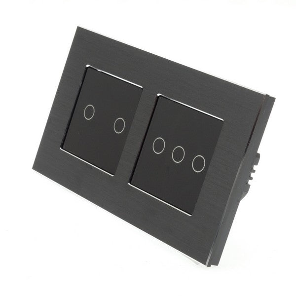 I LumoS Luxury Black Aluminium Double Frame Touch Dimmer & On/off Combination LED Light Switches