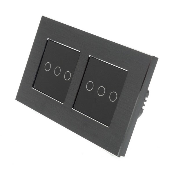 I LumoS Luxury Black Brushed Aluminium Frame & Black Insert LED On/Off Touch Light Switches