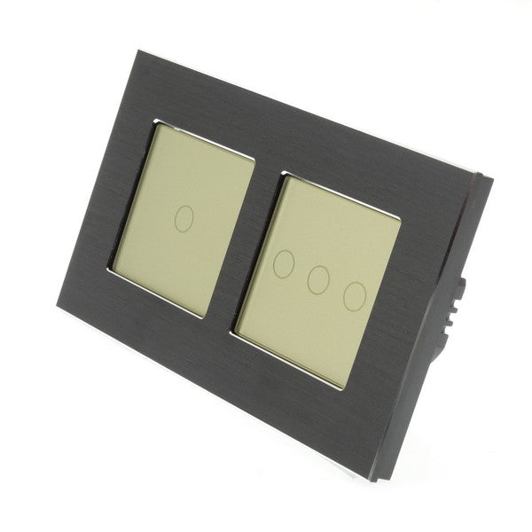 I LumoS Luxury Black Aluminium Double Frame Touch WIFI Dimmer & WIFI On/off Combination LED Light Switches