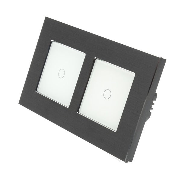 I LumoS Luxury Black Aluminium Double Frame Touch WIFI Dimmer & WIFI On/off Combination LED Light Switches