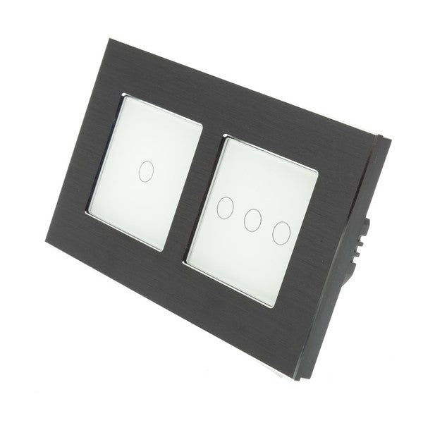 I LumoS Luxury Black Aluminium Double Frame Touch Dimmer & On/off Combination LED Light Switches