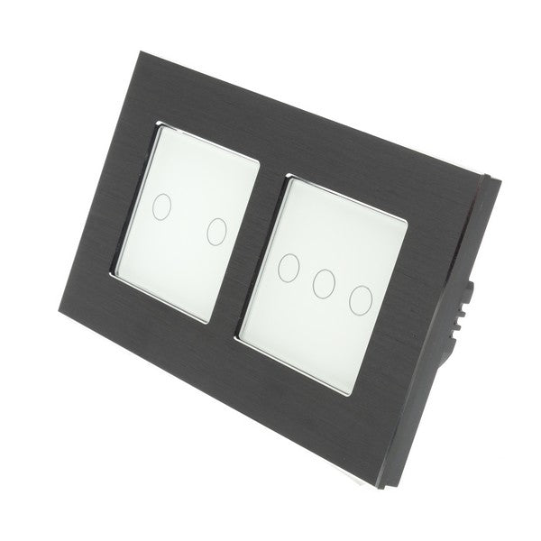 I LumoS Luxury Black Aluminium Double Frame Touch WIFI Dimmer & WIFI On/off Combination LED Light Switches