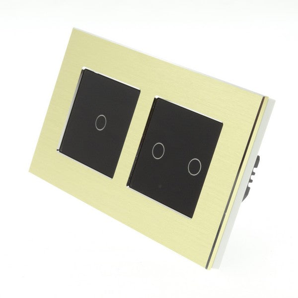 I LumoS Luxury Gold Glass Double Frame Touch WIFI Dimmer & WIFI On/off Combination LED Light Switches