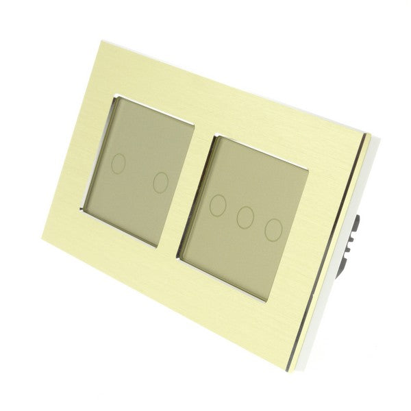 I LumoS Luxury Gold Glass Double Frame Touch WIFI Dimmer & WIFI On/off Combination LED Light Switches