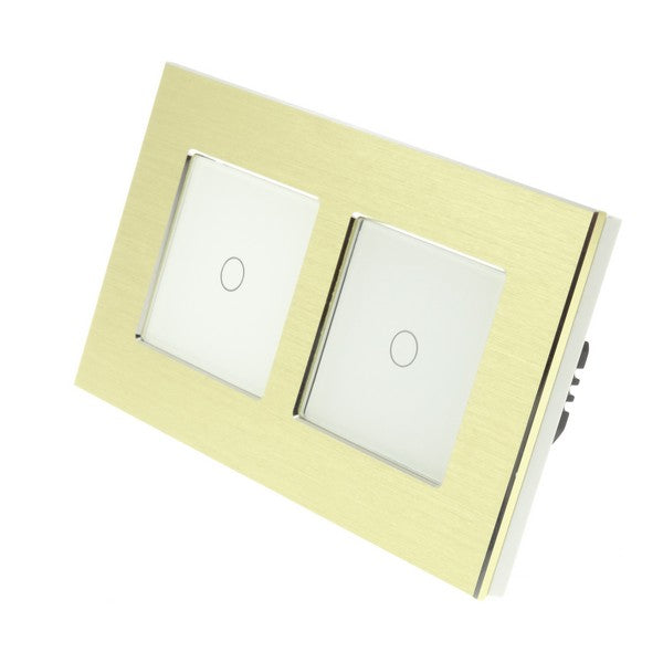 I LumoS Luxury Gold Glass Double Frame Touch WIFI Dimmer & WIFI On/off Combination LED Light Switches