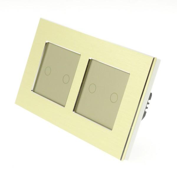 I LumoS PRO Gold Brushed Aluminium Frame & Gold Insert LED Smart WI-FI + RF On/Off Touch Light Switches