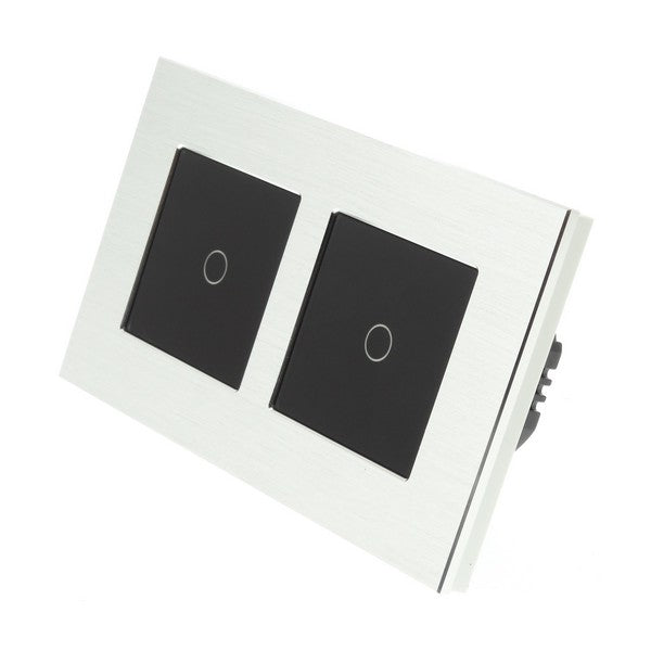 I LumoS Luxury Silver Aluminium Double Frame Touch WIFI Dimmer & WIFI On/off Combination LED Light Switches