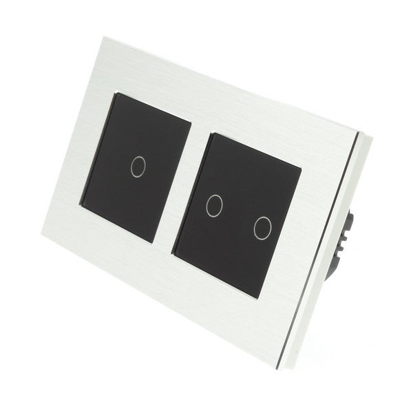 I LumoS Luxury Silver Aluminium Double Frame Touch WIFI Dimmer & WIFI On/off Combination LED Light Switches