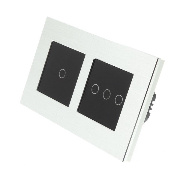 I LumoS Luxury Silver Aluminium Double Frame Touch WIFI Dimmer & WIFI On/off Combination LED Light Switches