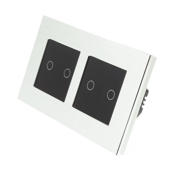 I LumoS Luxury Silver Aluminium Double Frame Touch Dimmer & On/off Combination LED Light Switches