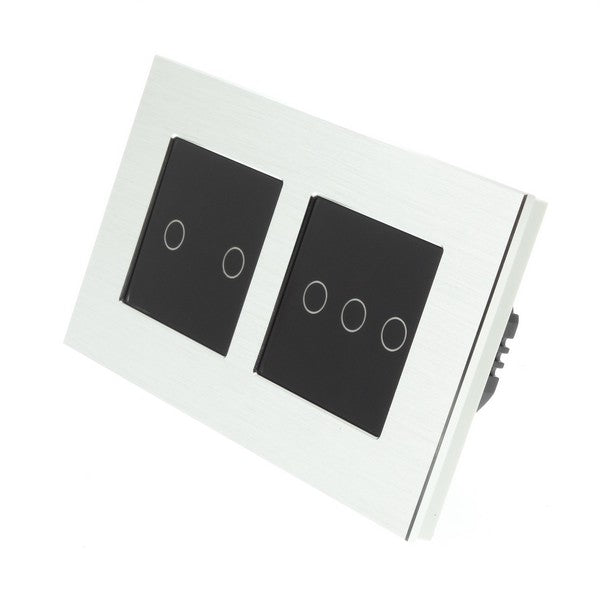 I LumoS Luxury Silver Aluminium Double Frame Touch WIFI Dimmer & WIFI On/off Combination LED Light Switches