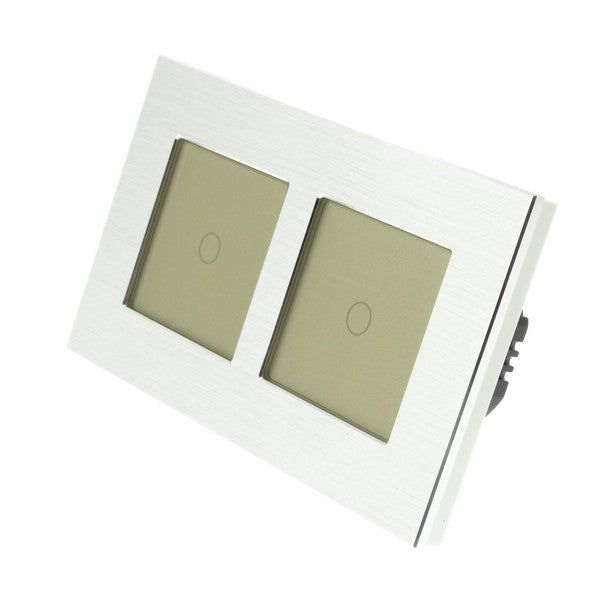 Click Led Light Switch I LumoS Luxury Silver Aluminium Double Frame Touch Dimmer & On/off Com