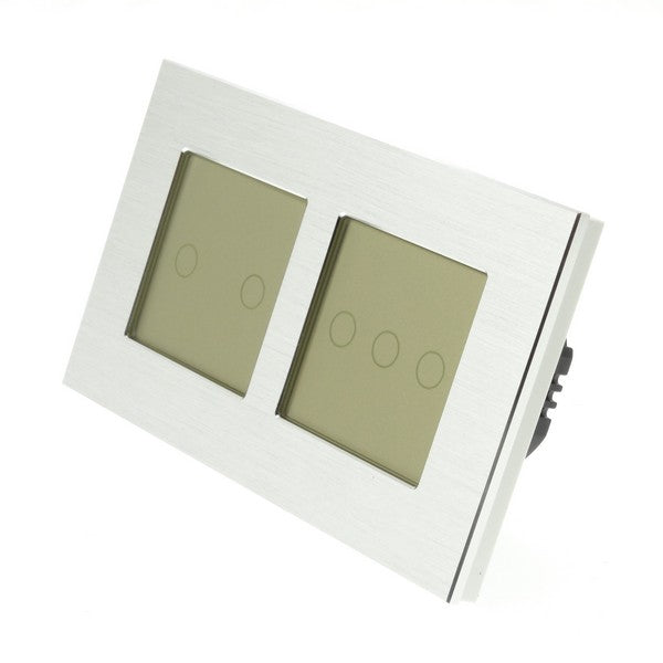 I LumoS Luxury Silver Aluminium Double Frame Touch WIFI Dimmer & WIFI On/off Combination LED Light Switches