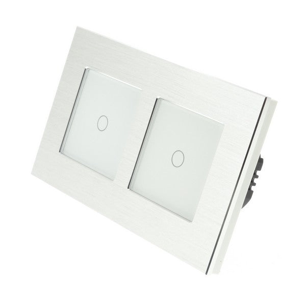 I LumoS Luxury Silver Aluminium Double Frame Touch WIFI Dimmer & WIFI On/off Combination LED Light Switches