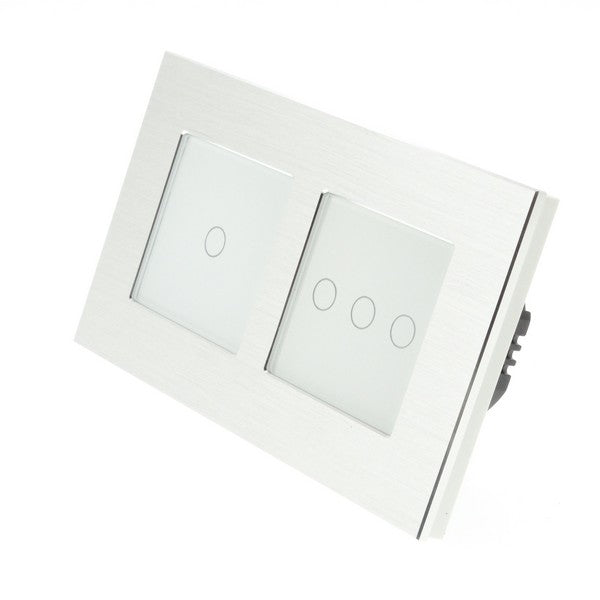 I LumoS Luxury Silver Aluminium Double Frame Touch WIFI Dimmer & WIFI On/off Combination LED Light Switches