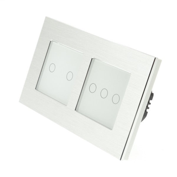 I LumoS Luxury Silver Aluminium Double Frame Touch WIFI Dimmer & WIFI On/off Combination LED Light Switches