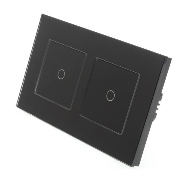 I LumoS Luxury Black Glass Frame & Black Insert LED WIFI RF On/Off Touch Light Switches