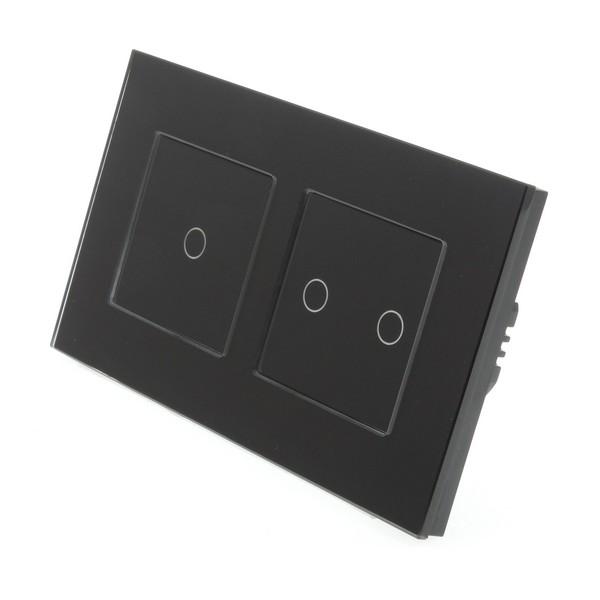 I LumoS Luxury Black Glass Frame & Black Insert LED WIFI RF On/Off Touch Light Switches