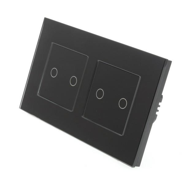 I LumoS Luxury Black Glass Frame & Black Insert LED Remote Dimmer Touch Light Switches