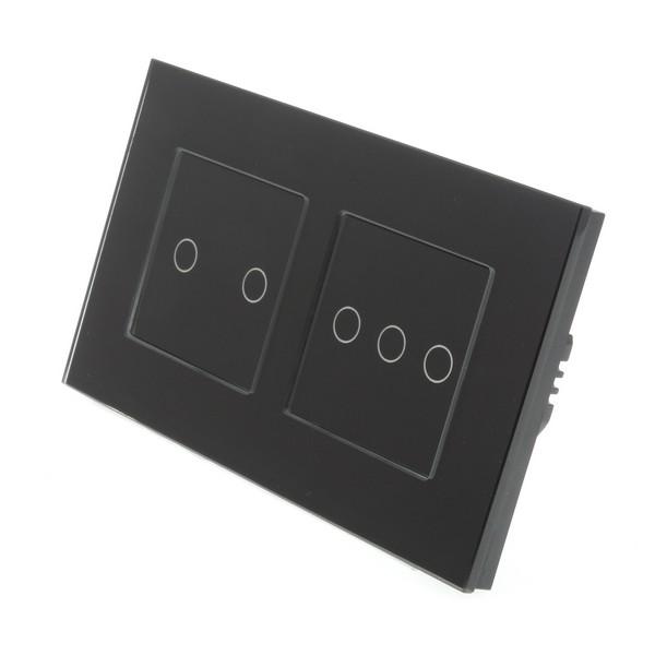 I LumoS Luxury Black Glass Frame & Black Insert LED WIFI RF On/Off Touch Light Switches