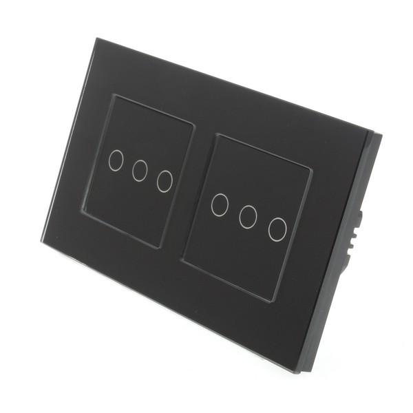 I LumoS Luxury Black Glass Frame & Black Insert LED Remote Dimmer Touch Light Switches