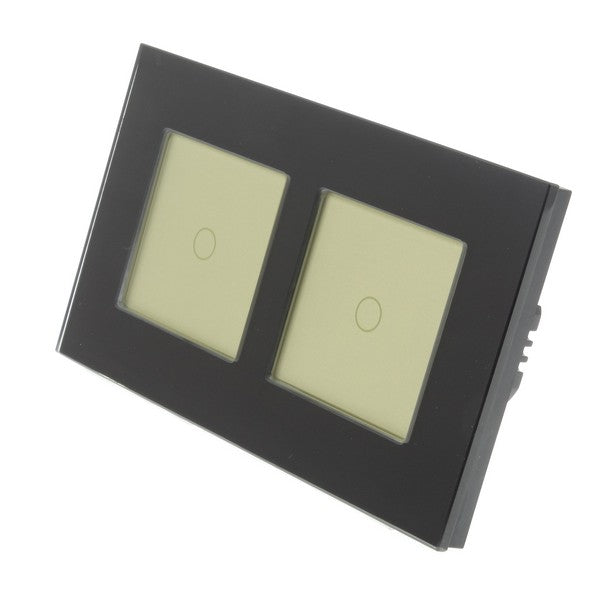 I LumoS Luxury Black Glass Double Frame Touch Dimmer & On/off Combination LED Light Switches